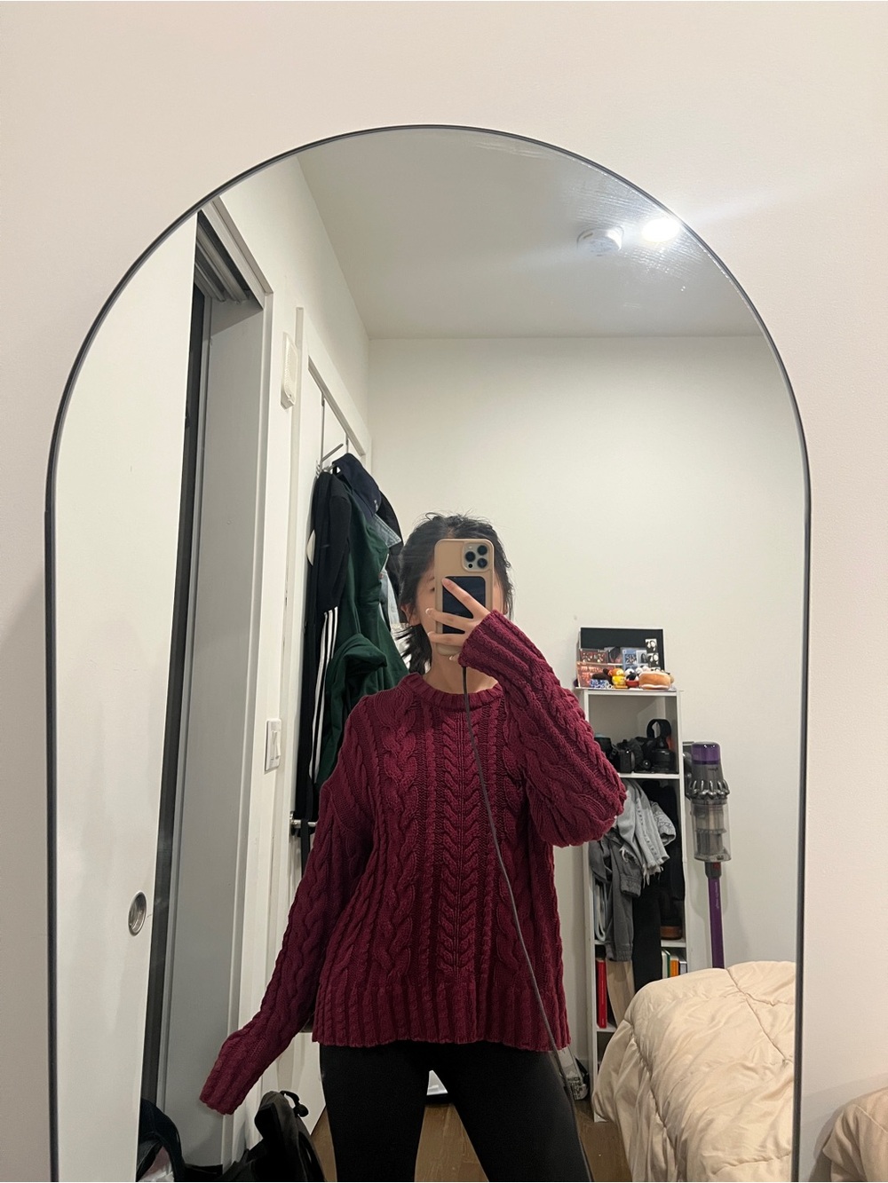 J. Crew Women's Cable Crewneck Sweater in Burgundy